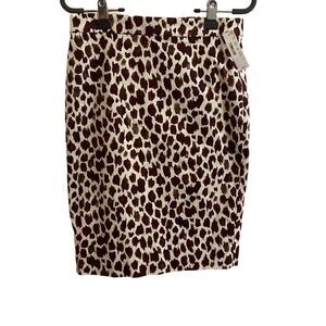 NEW J. Crew No. 2 Pencil Skirt Bi-Stretch Cotton Giraffe Print Size 2